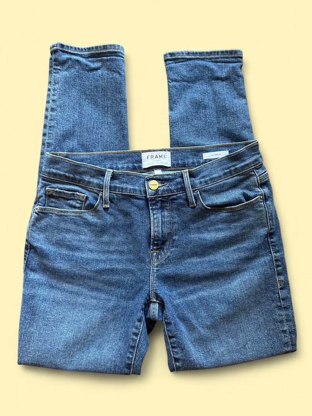 FRAME Denim Le Garcon Mid Rise Straight Leg Ankle Jeans Kinmount Wash 25